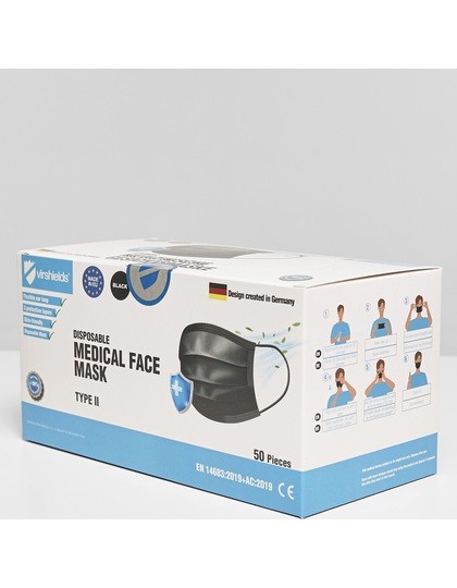 Medizinische Gesichtsmaske Typ IIR (50er Pack) | schwarz