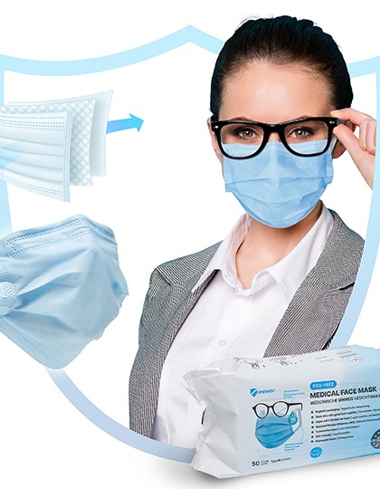 Anti-Fog Medizinische Gesichtsmaske Typ IIR (50er Pack)